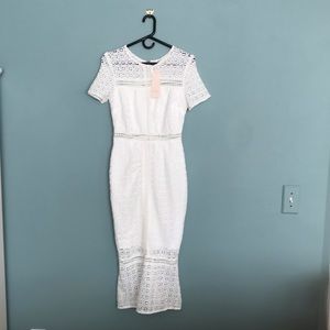 White crochet midi dress